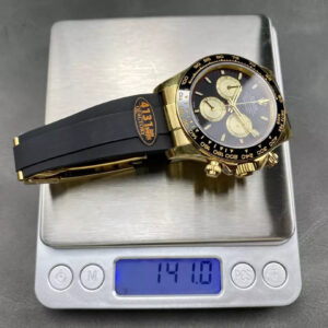 ROLEX DAYTONA REPLICA WATCHES BLACK DIAL V6 140G Q FACTORY 40MM 8 ĐỒNG HỒ ROLEX DAYTONA REPLICA V6 MÀU GOLD MẶT ĐEN 140G QF 40MM (1)