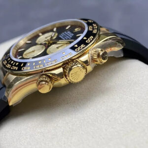 ROLEX DAYTONA REPLICA WATCHES BLACK DIAL V6 140G Q FACTORY 40MM 5 ĐỒNG HỒ ROLEX DAYTONA REPLICA V6 MÀU GOLD MẶT ĐEN 140G QF 40MM (1)