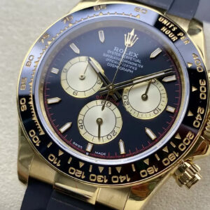 ROLEX DAYTONA REPLICA WATCHES BLACK DIAL V6 140G Q FACTORY 40MM 1 ĐỒNG HỒ ROLEX DAYTONA REPLICA V6 MÀU GOLD MẶT ĐEN 140G QF 40MM (1)