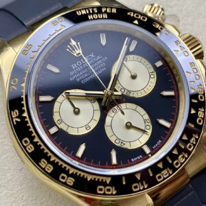 ROLEX DAYTONA REPLICA WATCHES BLACK DIAL V6 140G Q FACTORY 40MM 2 ĐỒNG HỒ ROLEX DAYTONA REPLICA V6 MÀU GOLD MẶT ĐEN 140G QF 40MM (1)