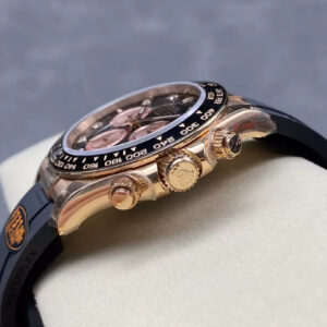 ROLEX DAYTONA REPLICA WATCHES V6 ROSE PLATED GOLD 140G QF 40MM 4 ĐỒNG HỒ ROLEX DAYTONA REPLICA V6 ROSE GOLD MẶT ĐEN 140G QF 40MM (1)