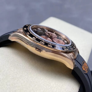 ROLEX DAYTONA REPLICA WATCHES V6 ROSE PLATED GOLD 140G QF 40MM 5 ĐỒNG HỒ ROLEX DAYTONA REPLICA V6 ROSE GOLD MẶT ĐEN 140G QF 40MM (1)