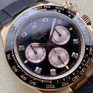 ROLEX DAYTONA REPLICA WATCHES V6 ROSE PLATED GOLD 140G QF 40MM 2 ĐỒNG HỒ ROLEX DAYTONA REPLICA V6 ROSE GOLD MẶT ĐEN 140G QF 40MM (1)