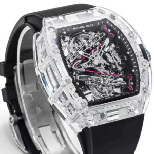 RICHARD MILLE RM38-02 REPLICA WATCH TOURBILLON SAPPHIRE CASE 41x50MM 1 ĐỒNG HỒ RICHARD MILLE RM38-02 TOURBILLON MÀU ĐEN VỎ SAPPHIRE 41x50MM (1)