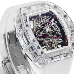 RICHARD MILLE RM38-02 TOURBILLON REP 11 WATCH WHITE RUBBER STRAP 41x50MM 1 ĐỒNG HỒ RICHARD MILLE RM38-02 TOURBILLON REPLICA 11 VỎ TRONG SUỐT 41x50MM (1)