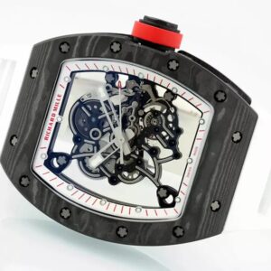 RICHARD MILLE REPLICA WHITE RUBBER STRAP WATCH CARBON NTPT APS 43MM 3 ĐỒNG HỒ RICHARD MILLE REPLICA DÂY CAO SU TRẮNG CARBON NTPT APS 43MM