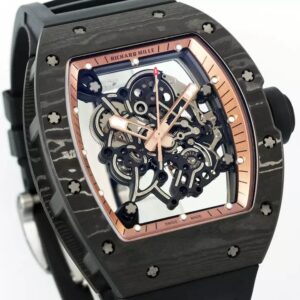 RICHARD MILLE REPLICA WATCH BLACK CARBON CASE APS FACTORY 43MM 1 ĐỒNG HỒ RICHARD MILLE REPLICA MẶT VÀNG VỎ CARBON NHÀ MÁY APS 43MM