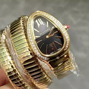 BVLGARI REPLICA WATCHES PLATED GOLD BLACK DIAL BV FACTORY 35MM 4 ĐỒNG HỒ BVLGARI REPLICA MẠ VÀNG VÀNG MẶT ĐEN NHÀ MÁY BV 35MM