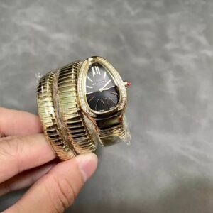BVLGARI REPLICA WATCHES PLATED GOLD BLACK DIAL BV FACTORY 35MM 3 ĐỒNG HỒ BVLGARI REPLICA MẠ VÀNG VÀNG MẶT ĐEN NHÀ MÁY BV 35MM