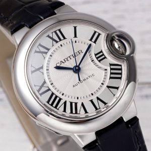 ĐỒNG HỒ CARTIER BLUE BALLOON REPLICA 11 MẶT BẠC DÂY DA ĐEN NHÀ MÁY AF 33MM 2 ĐỒNG HỒ CARTIER BLUE BALLOON REPLICA 11 MẶT BẠC DÂY DA ĐEN NHÀ MÁY AF 33MM