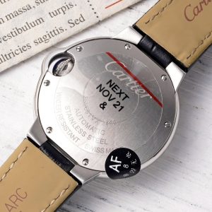 ĐỒNG HỒ CARTIER BLUE BALLOON REPLICA 11 MẶT BẠC DÂY DA ĐEN NHÀ MÁY AF 33MM 7 ĐỒNG HỒ CARTIER BLUE BALLOON REPLICA 11 MẶT BẠC DÂY DA ĐEN NHÀ MÁY AF 33MM