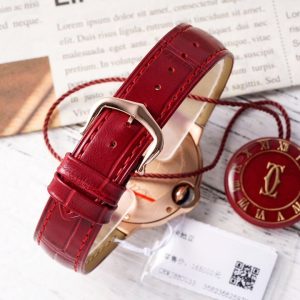 CARTIER BLEU BALLON REPLICA 1:1 WATCH RED LEATHER STRAP AF FACTORY 33MM 8 ĐỒNG HỒ CARTIER BLUE BALLOON REPLICA MẠ VÀNG HỒNG NHÀ MÁY AF 33MM