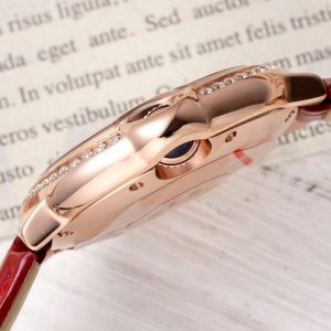 CARTIER BLEU BALLON REPLICA 1:1 WATCH RED LEATHER STRAP AF FACTORY 33MM 5 ĐỒNG HỒ CARTIER BLUE BALLOON REPLICA MẠ VÀNG HỒNG NHÀ MÁY AF 33MM