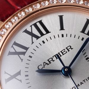 CARTIER BLEU BALLON REPLICA 1:1 WATCH RED LEATHER STRAP AF FACTORY 33MM 3 ĐỒNG HỒ CARTIER BLUE BALLOON REPLICA MẠ VÀNG HỒNG NHÀ MÁY AF 33MM