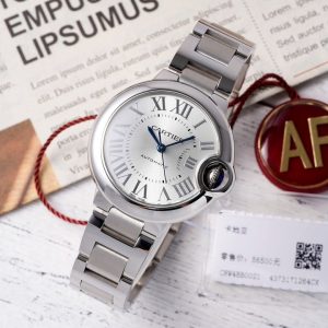 ĐỒNG HỒ CARTIER BLUE BALLOON REPLICA MẶT BẠC SỐ LA MÃ NHÀ MÁY AF 33MM