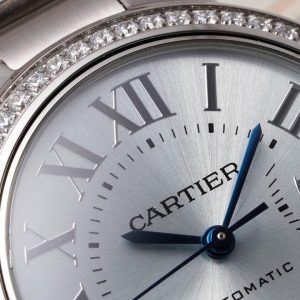 ĐỒNG HỒ CARTIER BLUE BALLOON REPLICA MẶT BẠC SỐ LA MÃ NHÀ MÁY AF 33MM 3 ĐỒNG HỒ CARTIER BLUE BALLOON REPLICA MẶT BẠC SỐ LA MÃ NHÀ MÁY AF 33MM