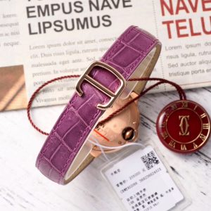 CARTIER BLEU BALLON SUPER FAKE 11 WATCH PURPLE LEATHER STRAP AF FACTORY 33MM 8 ĐỒNG HỒ CARTIER BLUE BALLOON SUPER FAKE NIỀNG ĐÁ HAI HÀNG NHÀ MÁY AF 33MM