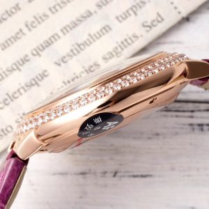 CARTIER BLEU BALLON SUPER FAKE 11 WATCH PURPLE LEATHER STRAP AF FACTORY 33MM 6 ĐỒNG HỒ CARTIER BLUE BALLOON SUPER FAKE NIỀNG ĐÁ HAI HÀNG NHÀ MÁY AF 33MM