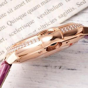 CARTIER BLEU BALLON SUPER FAKE 11 WATCH PURPLE LEATHER STRAP AF FACTORY 33MM 5 ĐỒNG HỒ CARTIER BLUE BALLOON SUPER FAKE NIỀNG ĐÁ HAI HÀNG NHÀ MÁY AF 33MM