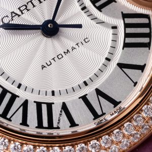 CARTIER BLEU BALLON SUPER FAKE 11 WATCH PURPLE LEATHER STRAP AF FACTORY 33MM 4 ĐỒNG HỒ CARTIER BLUE BALLOON SUPER FAKE NIỀNG ĐÁ HAI HÀNG NHÀ MÁY AF 33MM