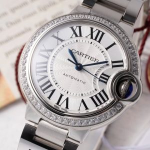 CARTIER REPLICA BLEU BALLON WATCHES WITH STONE BEZEL AF FACTORY 41MM 2 ĐỒNG HỒ CARTIER REPLICA BLUE BALLOON MẶT TRẮNG NHÀ MÁY AF 41MM