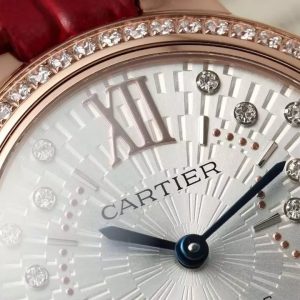 CARTIER REPLICA CARTIER BLEU BALLON WATCH DIAMOND BEZEL LEATHER STRAP AF 33MM 3 ĐỒNG HỒ CARTIER REPLICA CARTIER BLUE BALLOON NIỀNG ĐÁ NHÀ MÁY AF 33MM