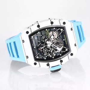 RICHARD MILLE RM35-01 SUPER FAKE 11 WATCH CARBON BLUE RUBBER STRAP V2 BBR 44MM 3 ĐỒNG HỒ CHẾ TÁC RICHARD MILLE RM35-01 VÂN CARBON TRẮNG V2 BBR 44MM