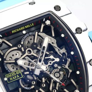 RICHARD MILLE RM35-01 SUPER FAKE 11 WATCH CARBON BLUE RUBBER STRAP V2 BBR 44MM 1 ĐỒNG HỒ CHẾ TÁC RICHARD MILLE RM35-01 VÂN CARBON TRẮNG V2 BBR 44MM