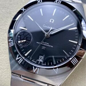 OMEGA CONSTELLATION REPLICA WATCH CERAMIC BEZEL V+ FACTORY 41MM 2 ĐỒNG HỒ OMEGA CONSTELLATION FAKE MẶT ĐEN NIỀNG GỐM NHÀ MÁY V+ 41MM