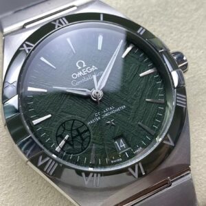 OMEGA CONSTELLATION REPLICA WATCH GREEN METEORITE DIAL V+ FACTORY 41MM 1 ĐỒNG HỒ OMEGA CONSTELLATION FAKE MẶT THIÊN THẠCH XANH NHÀ MÁY V+ 41MM
