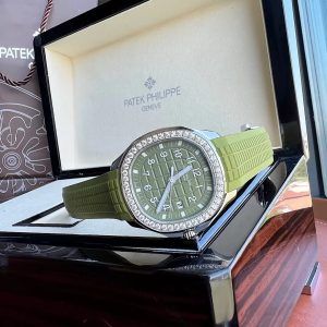 PATEK PHILIPPE AQUANAUT 5168G REPLICA 1:1 WATCH GREEN 38.8MM 1 ĐỒNG HỒ PATEK PHILIPPE AQUANAUT 5168G REPLICA XANH NIỀNG ĐÁ 38.8MM