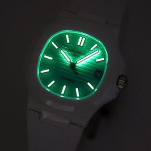 PATEK PHILIPPE NAUTILUS 5711 REPLICA WATCH AET CERAMIC TIFFANY RUBBER STRAP 40MM 6 ĐỒNG HỒ PATEK PHILIPPE NAUTILUS 5711 REPLICA AET CERAMIC TIFFANY 40MM