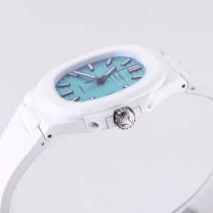 PATEK PHILIPPE NAUTILUS 5711 REPLICA WATCH AET CERAMIC TIFFANY RUBBER STRAP 40MM 4 ĐỒNG HỒ PATEK PHILIPPE NAUTILUS 5711 REPLICA AET CERAMIC TIFFANY 40MM