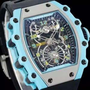 RICHARD MILLE RM21-02 FAKE TOURBILLON WATCH BLUE QUARTZ FIBER RMF 43MM 2 ĐỒNG HỒ RICHARD MILLE RM21-02 FAKE TOURBILLON BLUE QUARTZ FIBER RMF 43MM