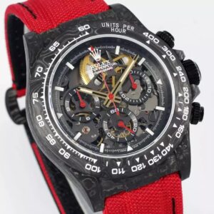 ROLEX DAYTONA DIW REPLICA 1:1 WATCH BLACK CARBON GEF FACTORY 40MM 2 ĐỒNG HỒ ROLEX DAYTONA DIW DÂY VẢI NATO ĐỎ NHÀ MÁY GEF 40MM