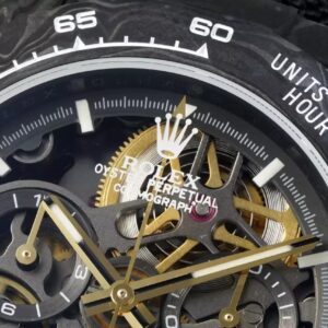 ROLEX DAYTONA DIW REPLICA 11 WATCH YELLOW DIAL BLACK CASE 40MM 3 ĐỒNG HỒ ROLEX DAYTONA DIW REP 11 MẶT VÀNG VỎ CARBON 40MM