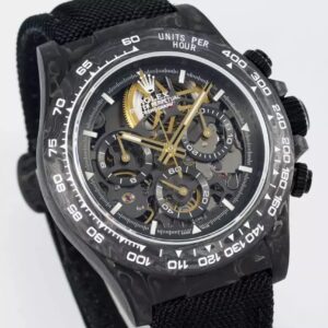 ROLEX DAYTONA DIW REPLICA 11 WATCH YELLOW DIAL BLACK CASE 40MM 2 ĐỒNG HỒ ROLEX DAYTONA DIW REP 11 MẶT VÀNG VỎ CARBON 40MM