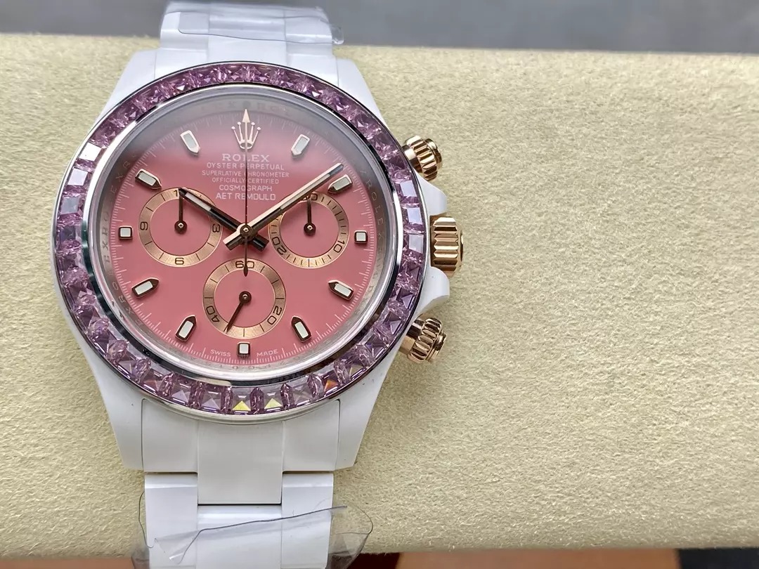 ĐỒNG HỒ ROLEX DAYTONA REPLICA AET REMDULD MẶT HỒNG NHÀ MÁY IPK 40MM (2) ĐỒNG HỒ ROLEX DAYTONA REPLICA AET REMDULD MẶT HỒNG NHÀ MÁY IPK 40MM