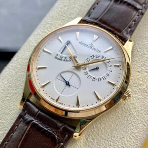 JAEGER-LECOULTRE MASTER ULTRA THIN FAKE WATCH WHITE DIAL PLATED GOLD GF 39MM 1 ĐỒNG HỒ JAEGER-LECOULTRE MASTER ULTRA THIN REPLICA MẠ VÀNG HỒNG MẶT TRẮNG GF 39MM (1)
