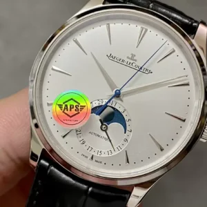 JAEGER-LECOULTRE WHITE DIAL REPLICA 1:1 WATCH BLACK LEATHER STRAP APS 39MM 3 ĐỒNG HỒ JAEGER-LECOULTRE MẶT TRẮNG REPLICA DÂY DA ĐEN NHÀ MÁY APS 39MM (1)