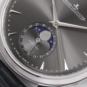 JAEGER-LECOULTRE GREY DIAL MOON PHASE REPLICA WATCH LEATHER STRAP GF 39MM 4 ĐỒNG HỒ JAEGER-LECOULTRE MẶT XÁM MOON PHASE REPLICA DÂY DA NHÀ MÁY GF 39MM