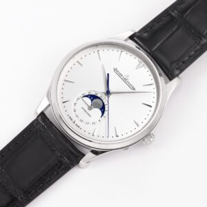 JAEGER-LECOULTRE MOON PHASE REPLICA WATCH BLACK LEATHER STRAP GF 39MM 1 ĐỒNG HỒ JAEGER-LECOULTRE MOON PHASE REPLICA KIM GIÂY XANH NHÀ MÁY GF 39MM (1)