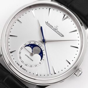 JAEGER-LECOULTRE MOON PHASE REPLICA WATCH BLACK LEATHER STRAP GF 39MM 2 ĐỒNG HỒ JAEGER-LECOULTRE MOON PHASE REPLICA KIM GIÂY XANH NHÀ MÁY GF 39MM (1)