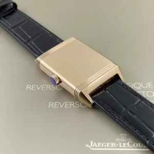 JAEGER-LECOULTRE REVERSO BLACK DIAL FAKE 1:1 WATCH MG FACTORY 28MM 5 ĐỒNG HỒ JAEGER-LECOULTRE REVERSO MẠ VÀNG HỒNG MẶT ĐEN FAKE NHÀ MÁY MG 28MM
