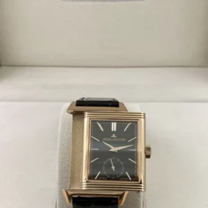 JAEGER-LECOULTRE REVERSO BLACK DIAL FAKE 1:1 WATCH MG FACTORY 28MM 1 ĐỒNG HỒ JAEGER-LECOULTRE REVERSO MẠ VÀNG HỒNG MẶT ĐEN FAKE NHÀ MÁY MG 28MM