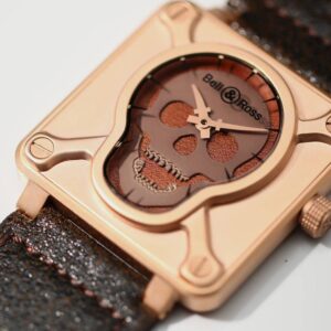 BELL ROSS REPLICA WATCHES SKULL BRONZE DIAL BR0192 LEATHER STRAP BRS FACTORY 46MM 2 ĐỒNG HỒ BELL ROSS REPLICA 11 MẶT ĐẦU NÂU BR0192 DÂY DA NHÀ MÁY BRS 46MM
