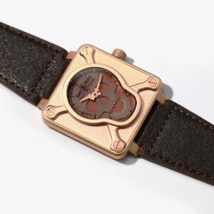 BELL ROSS REPLICA WATCHES SKULL BRONZE DIAL BR0192 LEATHER STRAP BRS FACTORY 46MM 4 ĐỒNG HỒ BELL ROSS REPLICA 11 MẶT ĐẦU NÂU BR0192 DÂY DA NHÀ MÁY BRS 46MM