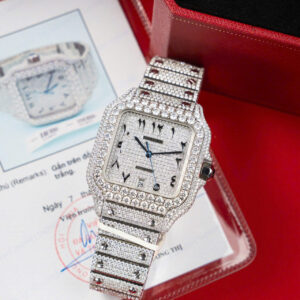 ĐỒNG HỒ CARTIER SANTOS BEST COPY FULL MOISSANITE HONG KONG BV 39.8MM 1 ĐỒNG HỒ CARTIER SANTOS BEST COPY FULL MOISSANITE HONG KONG BV 39.8MM