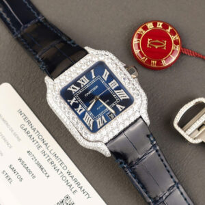 ĐỒNG HỒ CARTIER SANTOS BEST COPY MẶT XANH BLUE ĐỘ MOISSANITE 39.8MM 1 ĐỒNG HỒ CARTIER SANTOS BEST COPY MẶT XANH BLUE ĐỘ MOISSANITE 39.8MM