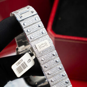 CARTIER SANTOS CUSTOM WATCHES FULL MOISSANITE ARABIC NUMBER BV FACTORY 35MM 6 ĐỒNG HỒ CARTIER SANTOS CHẾ TÁC FULL MOISSANITE CỌC SỐ Ả RẬP NHÀ MÁY BV 35MM